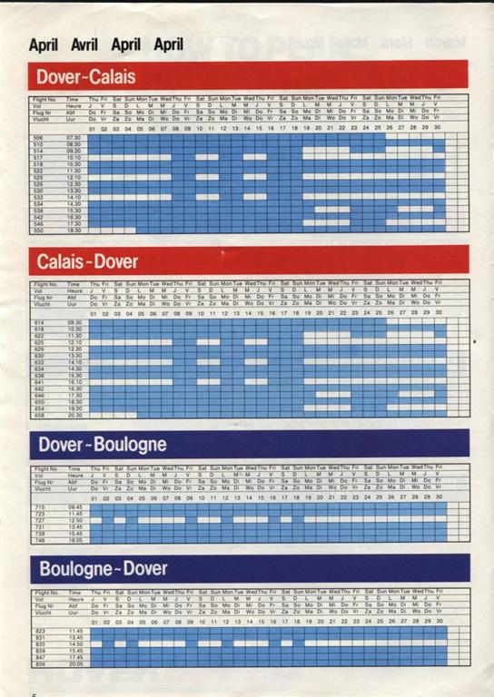 The Hoverspeed 1982 brochure, including timetables - April timetables (credit: Steven Charlesworth).